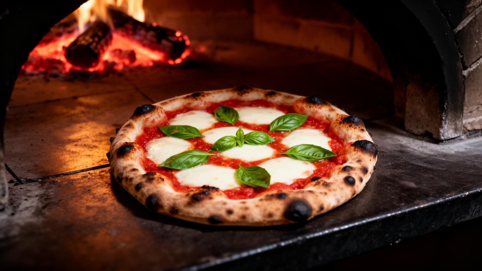 Frische neapolitanische Pizza aus dem Steinofen